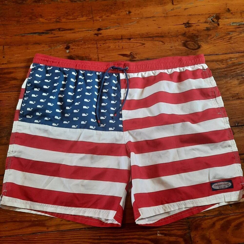 Vineyard Vines Chappy Swim Trunks American Flag XXL